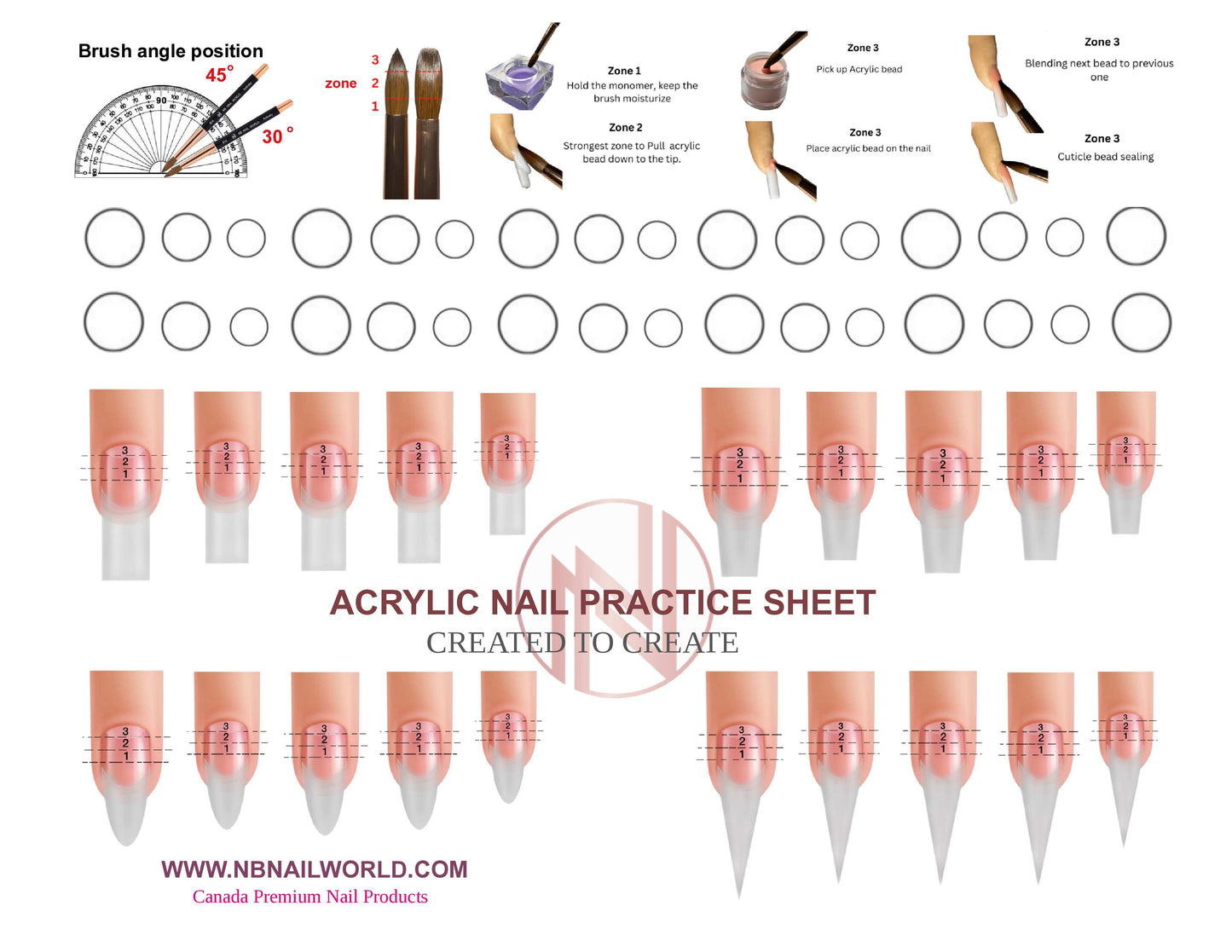 Acrylic Nail Practice Sheet